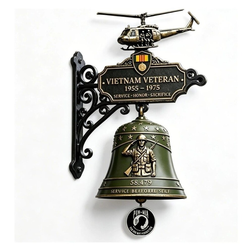 3D Vietnam Veteran resin shaped iron doorbell.